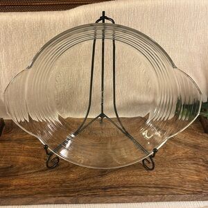 Vintage Libbey Ribbed design 10 Inch Pie Plate with Handles